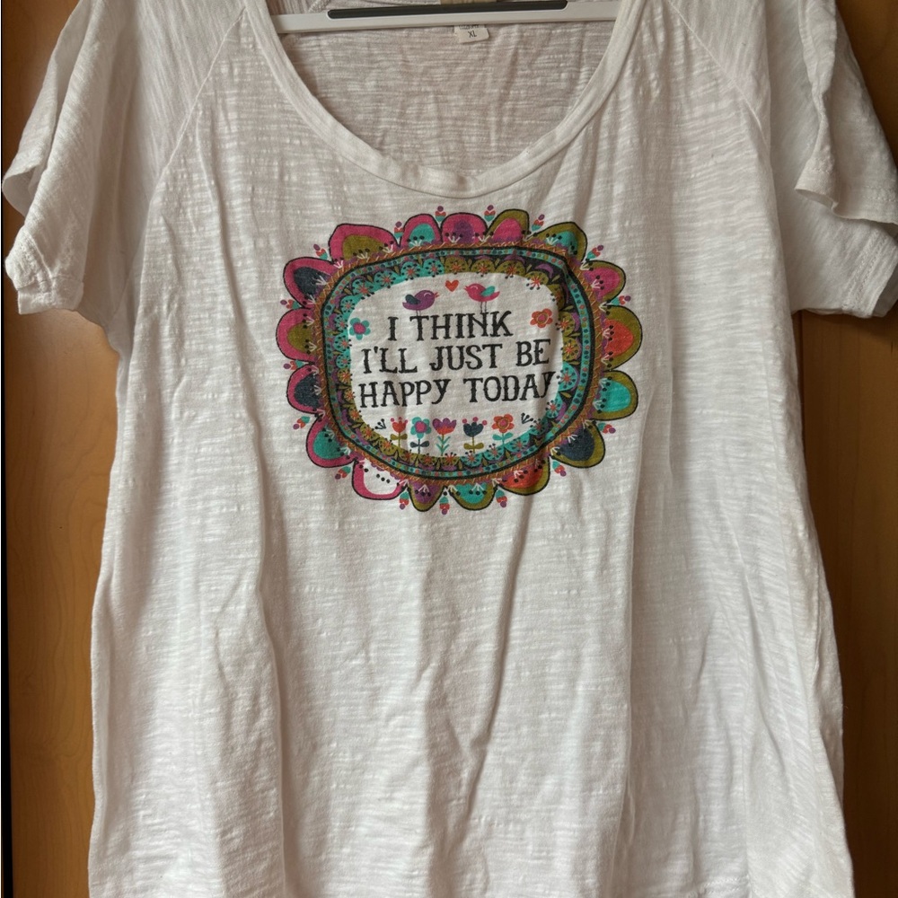 NATURAL LIFE White Tee with Colorful Graphic